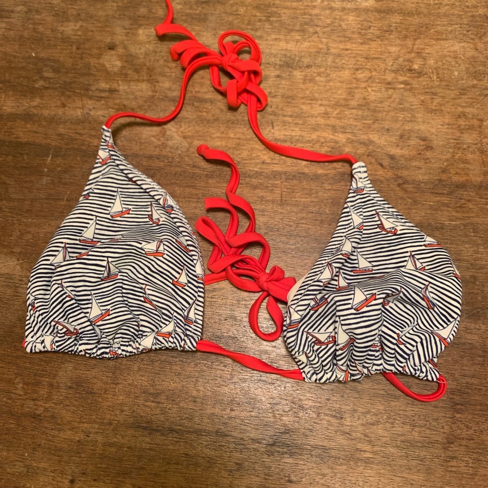 Jcrew striped sailboat bikini top